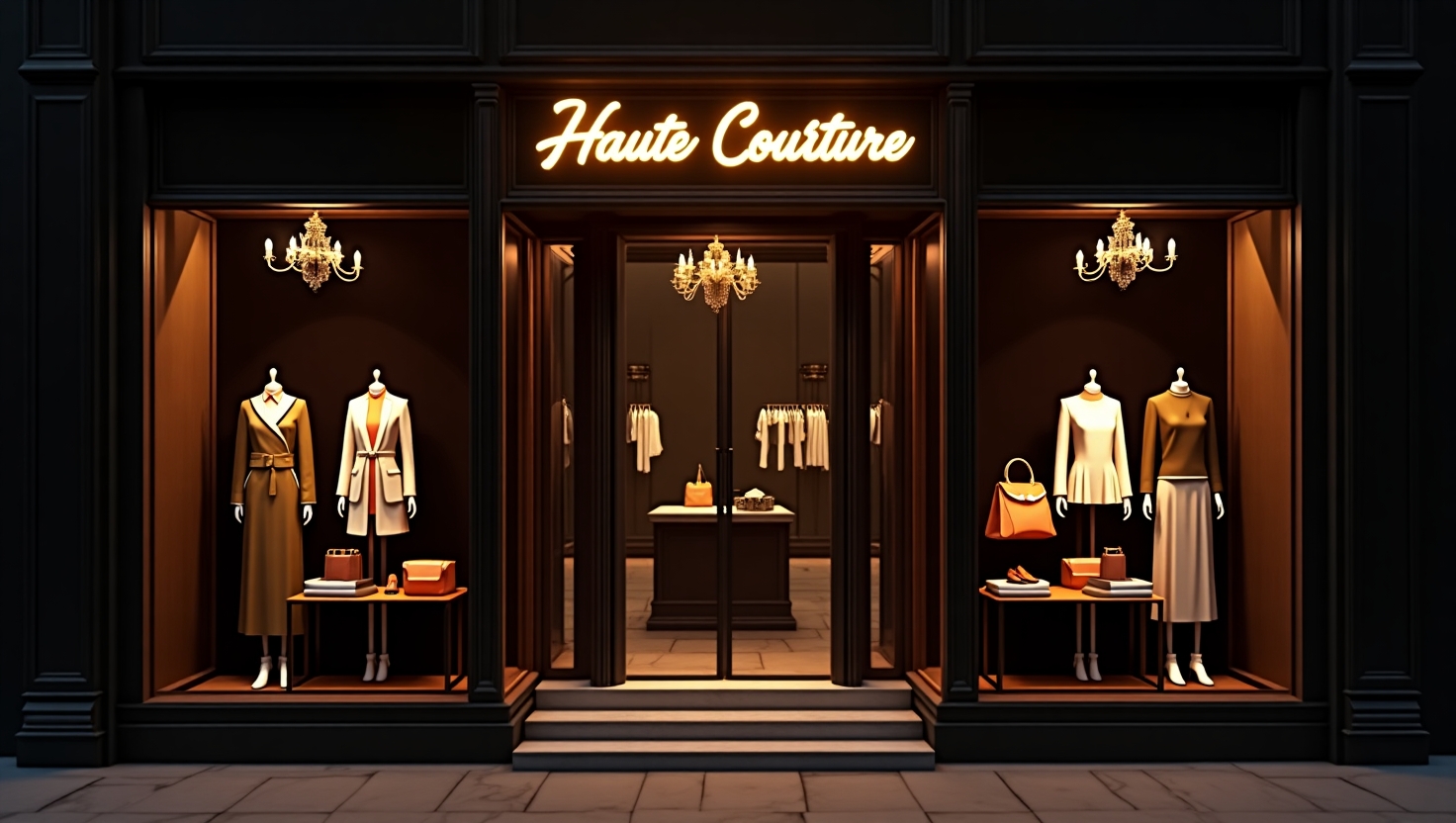 ویترین مغازه پوشاک در شب