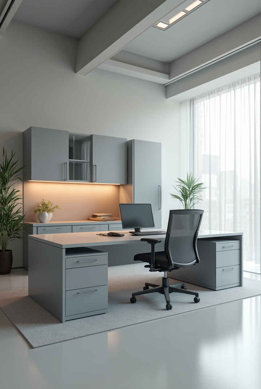 میز کار عمودی طوسی روشن