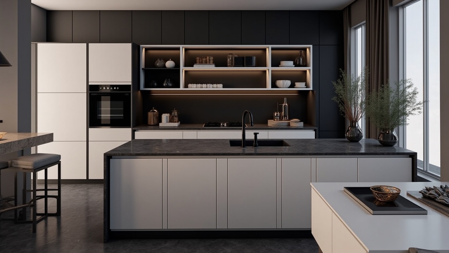 کابینت مدرن سفید مشکی