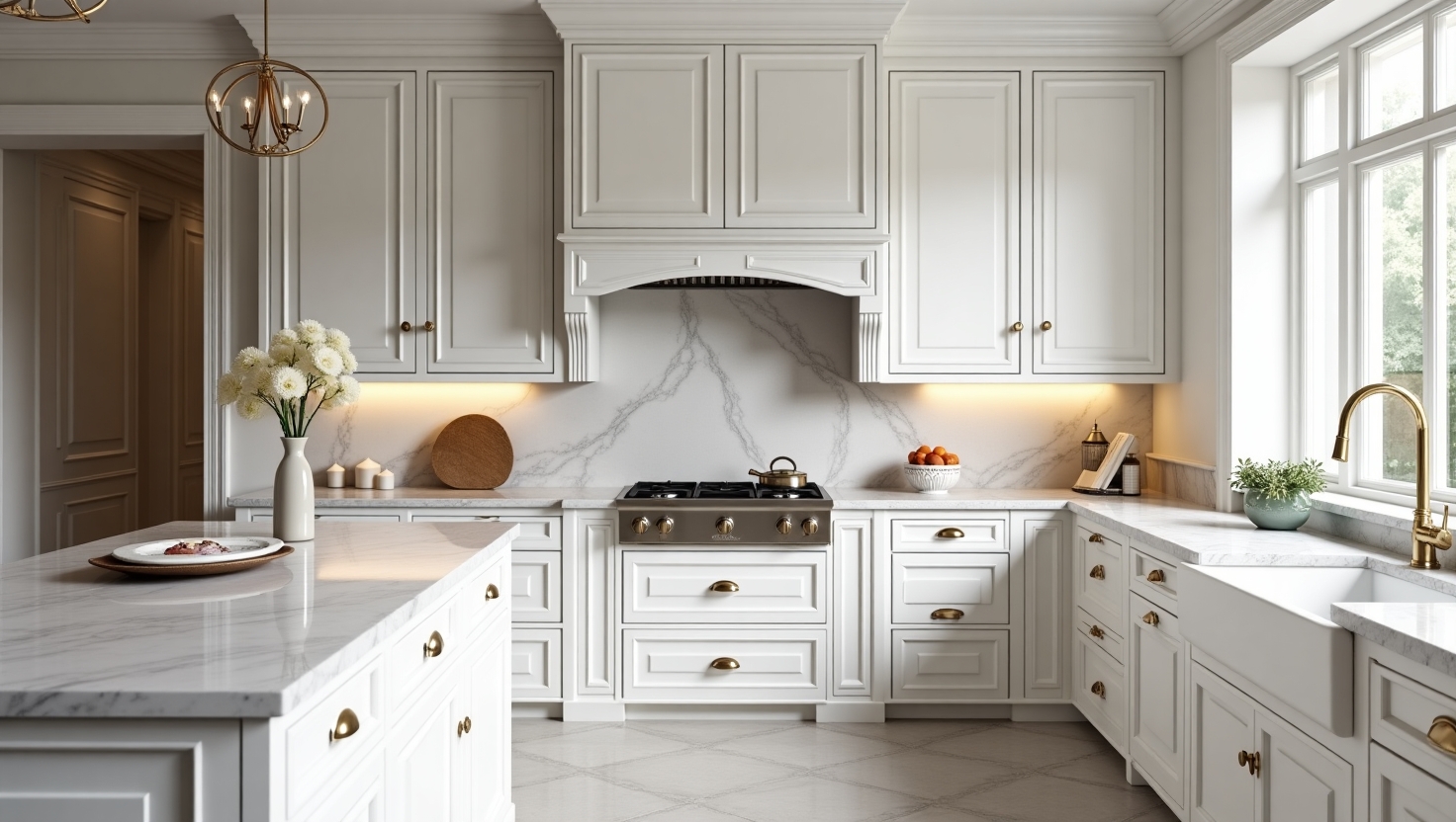 کابینت نئو کلاسیک سفید جدید