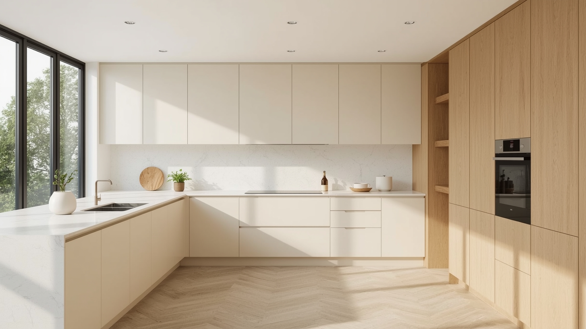 کابینت مینیمال نسکافه‌ای روشن