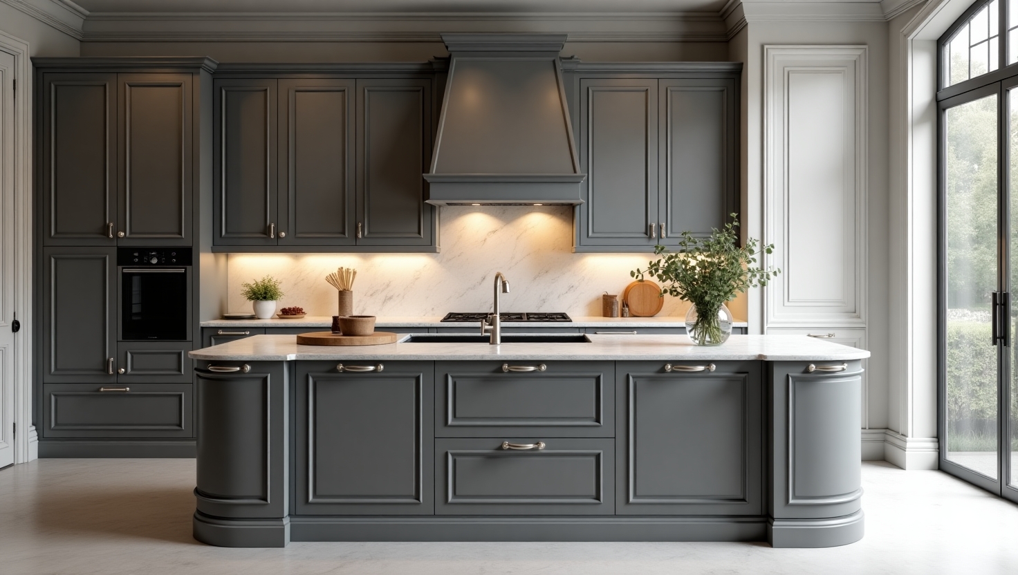 کابینت نئو کلاسیک طوسی تیره جدید