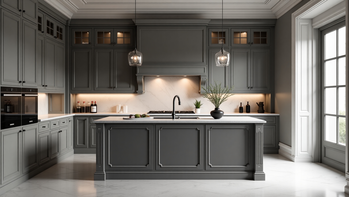 کابینت نئو کلاسیک طوسی تیره