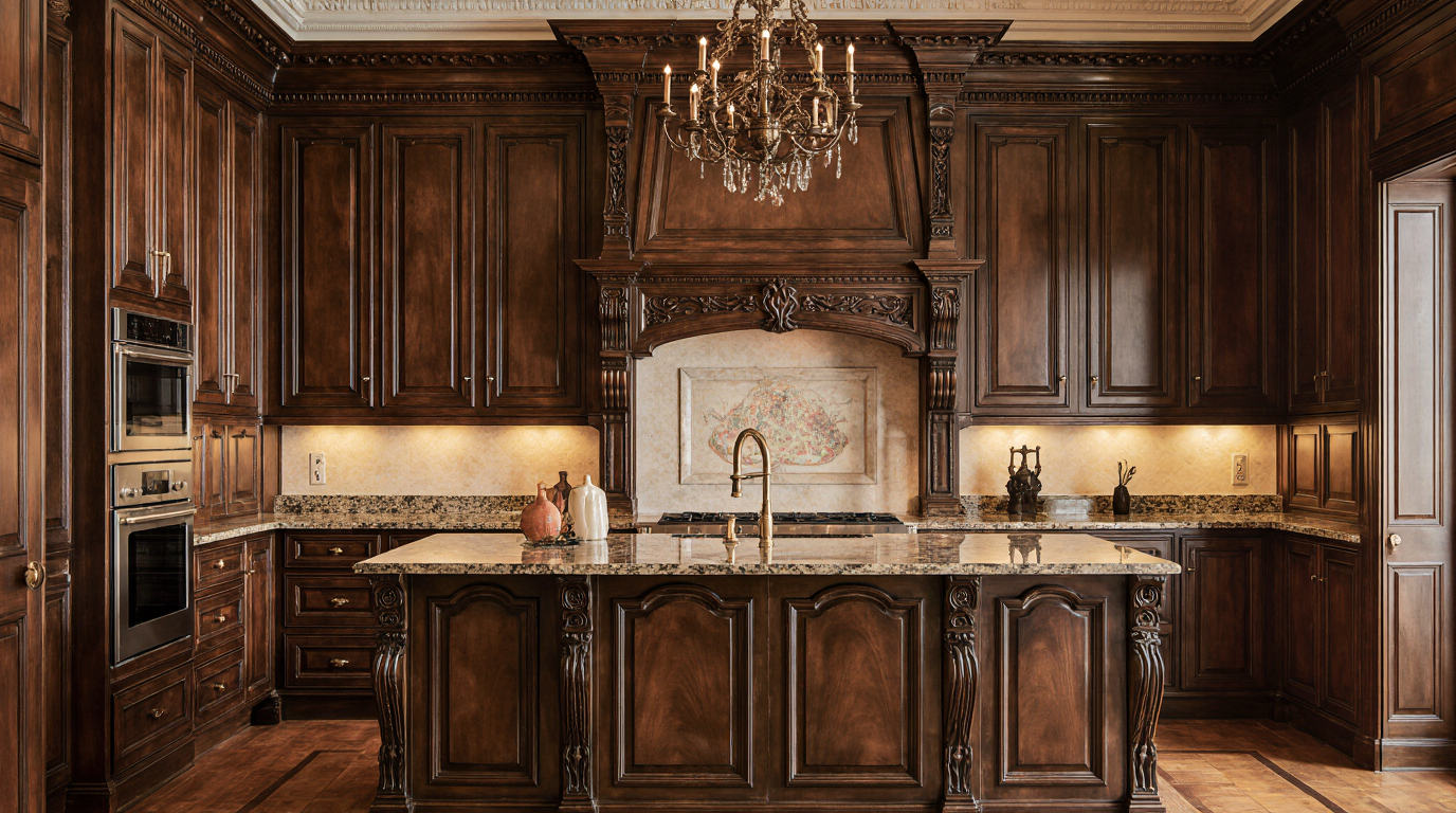 کابینت نئو کلاسیک چوب طبیعی