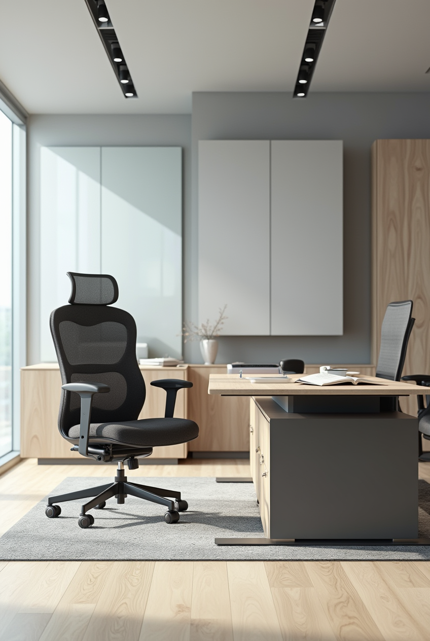 میز کار عمودی طوسی روشن شیک