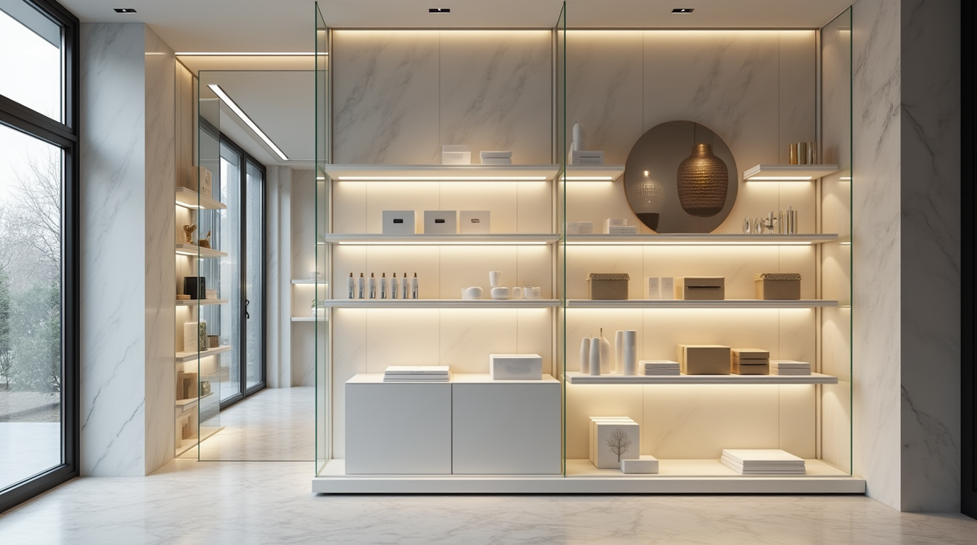 ویترین مغازه سفید جدید