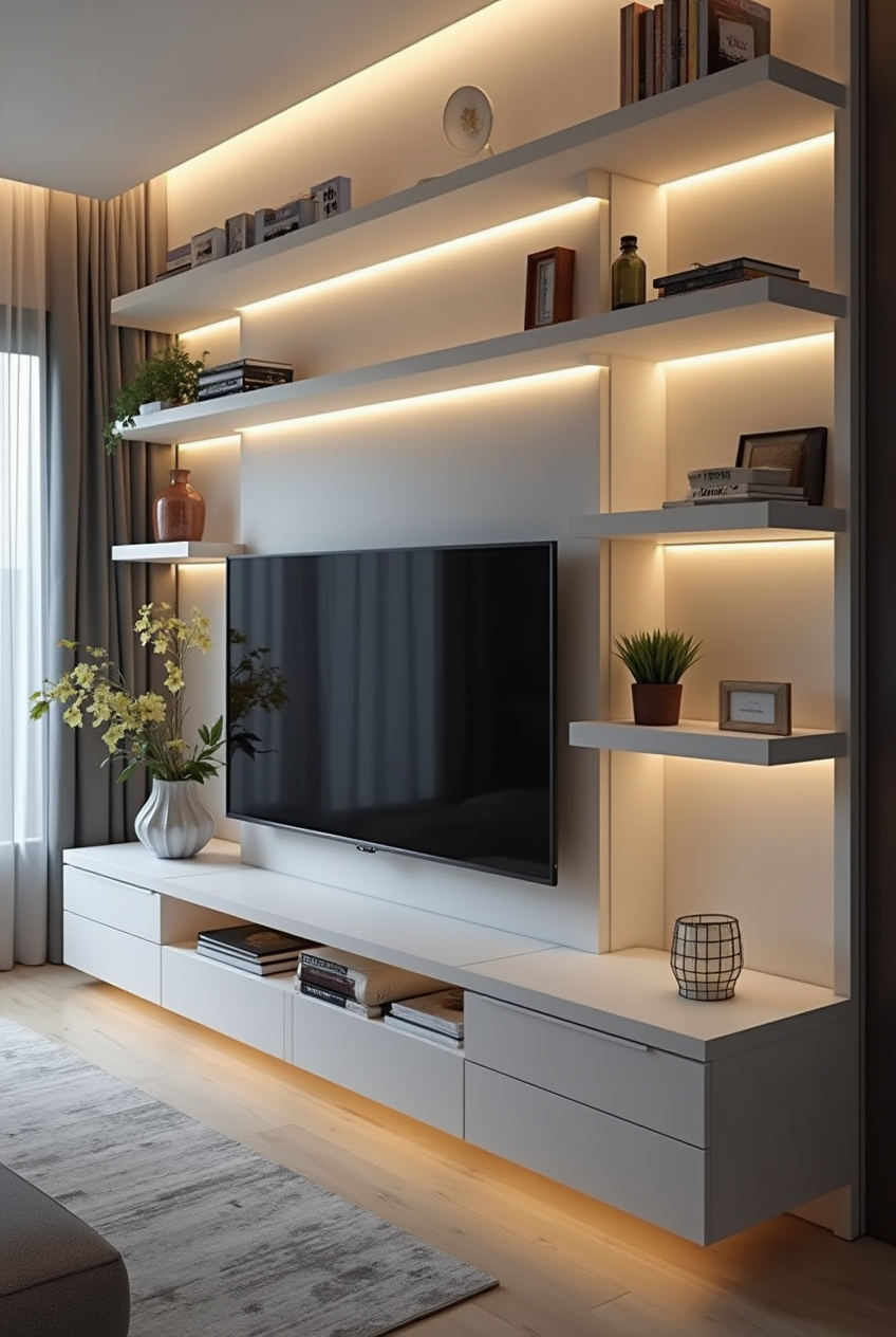 تی وی وال - TV Wall سفید شیک