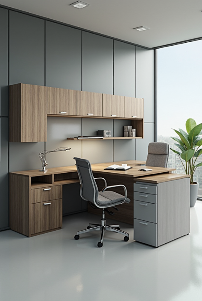 میز کار عمودی طوسی