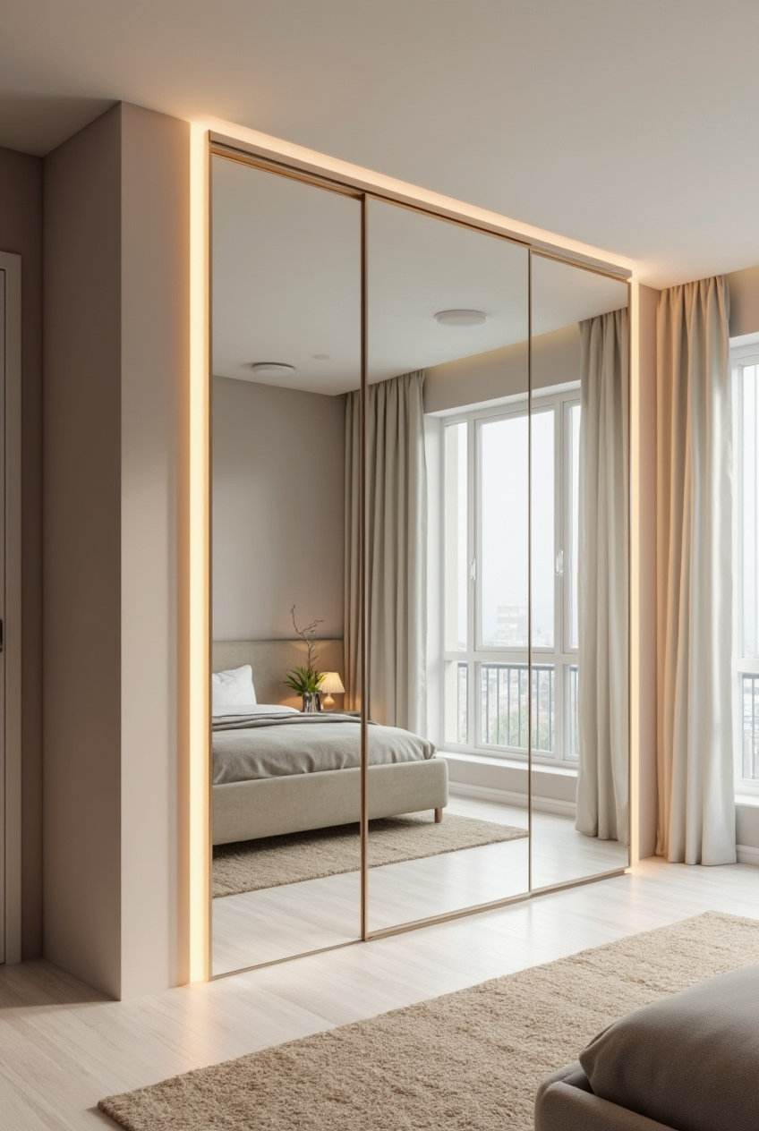 کمد دیواری آینه‌ای عمودی