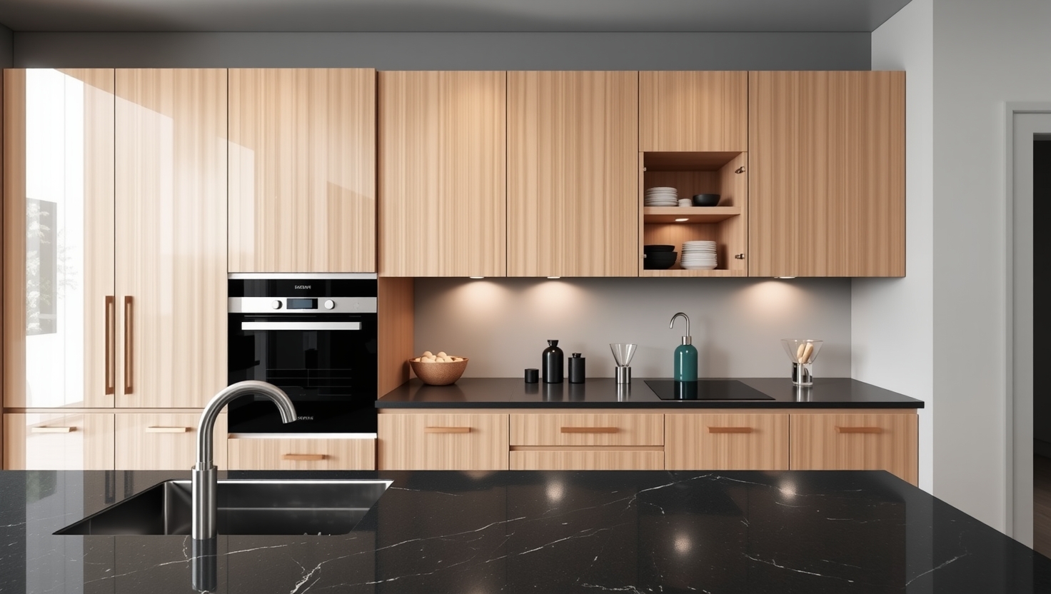 کابینت مدرن قهوه‌ای