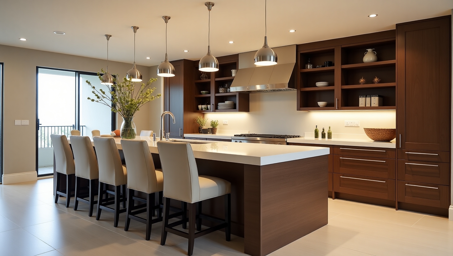 میز جزیره قهوه‌ای جدید