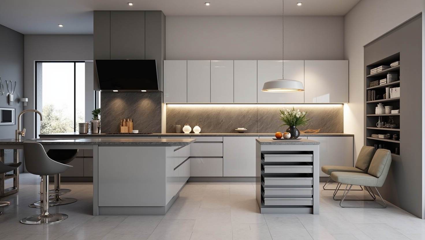 کابینت مدرن طوسی روشن