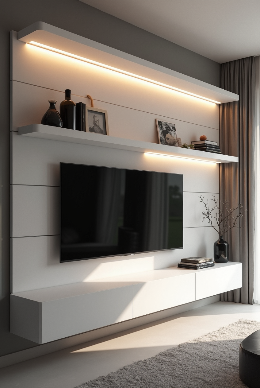 تی وی وال - TV Wall سفید لوکس جدید