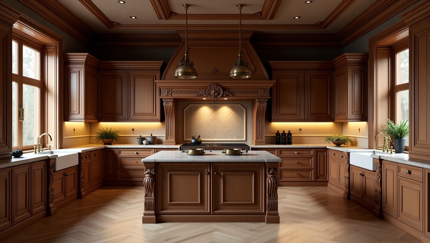 کابینت نئو کلاسیک قهوه‌ای