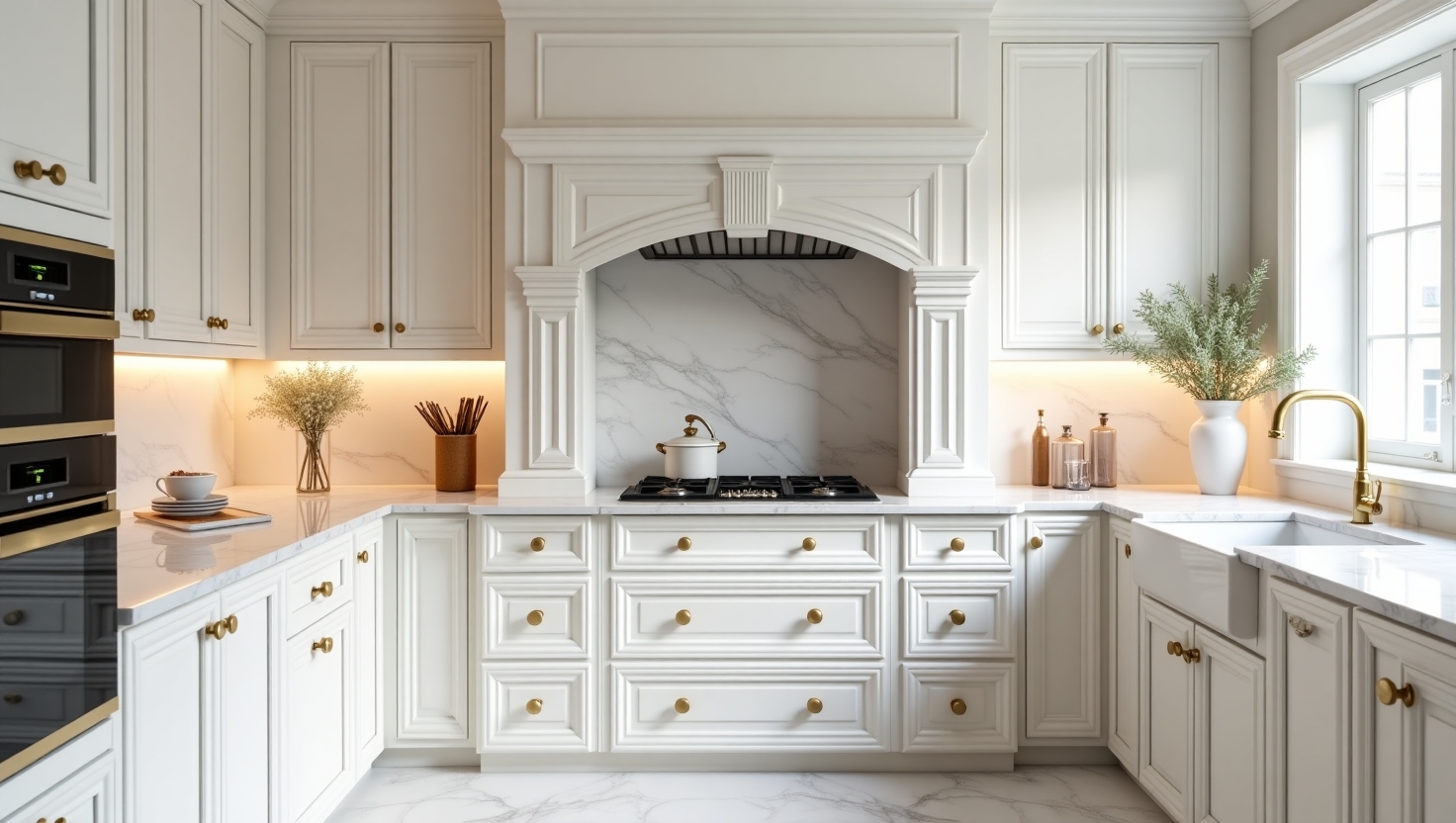 کابینت نئو کلاسیک سفید لاکچری