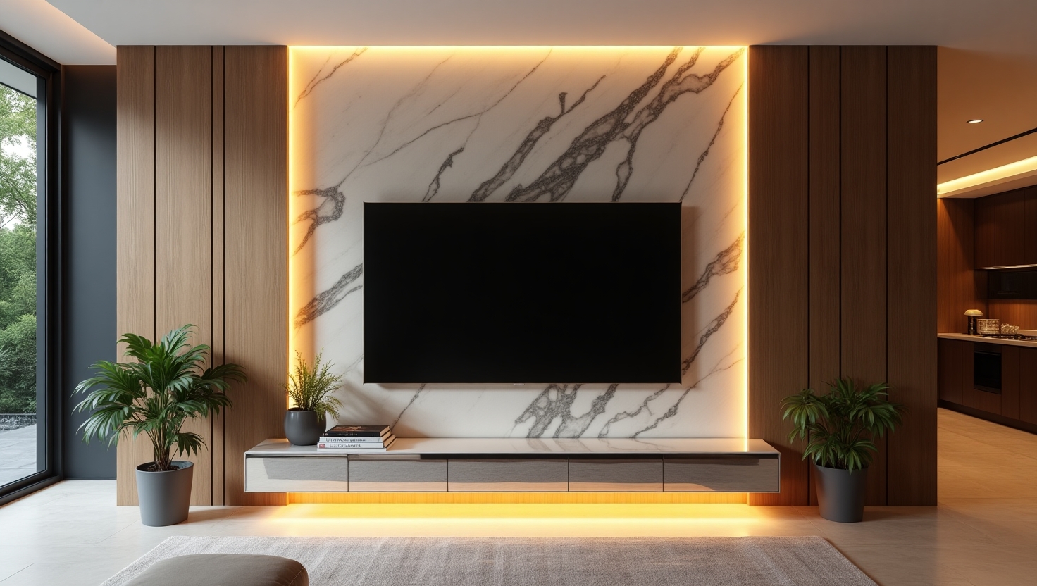 تی وی وال - TV Wall سفید ماربل جدید