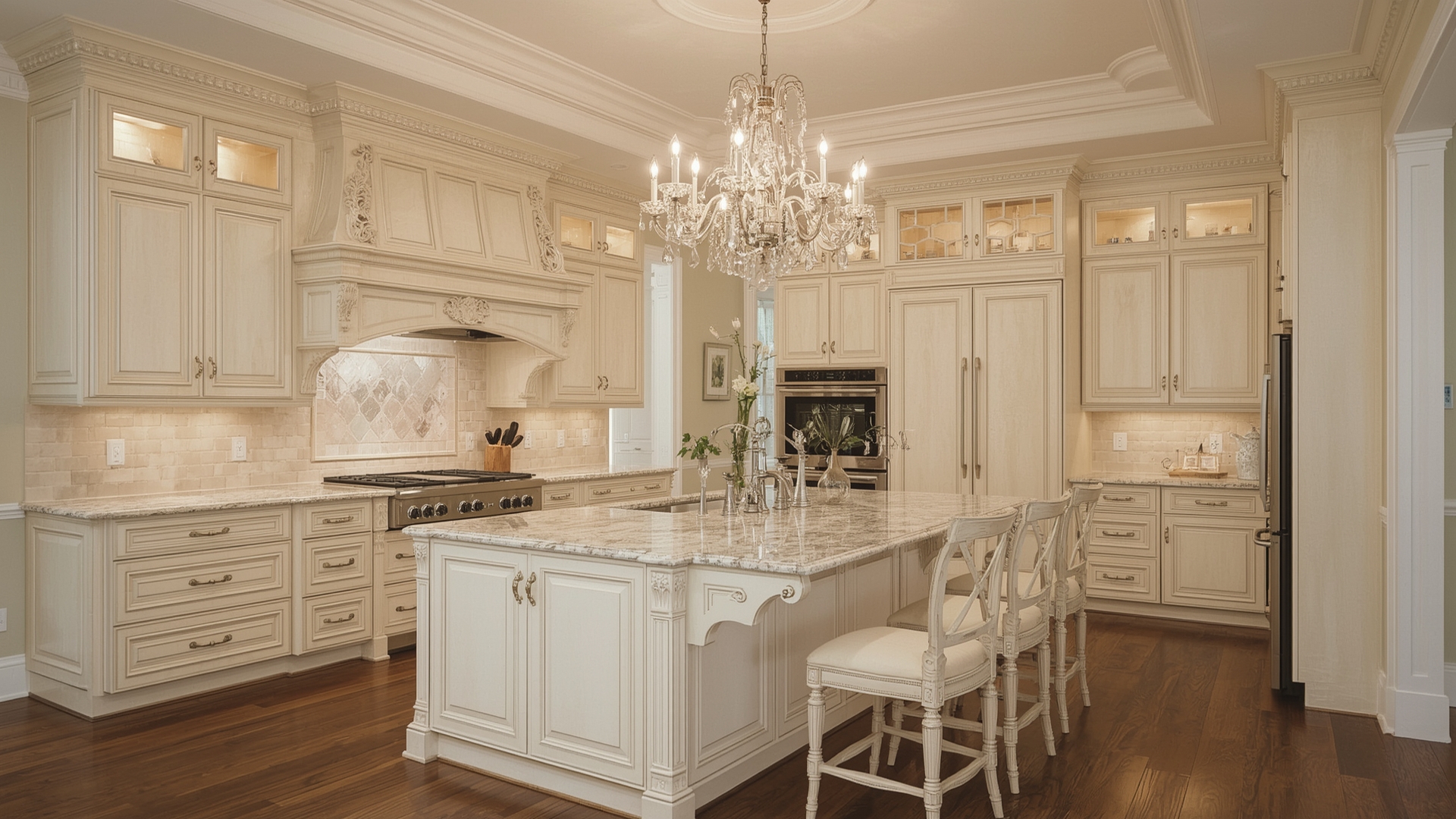 کابینت کلاسیک سفید لوکس در اصفهان