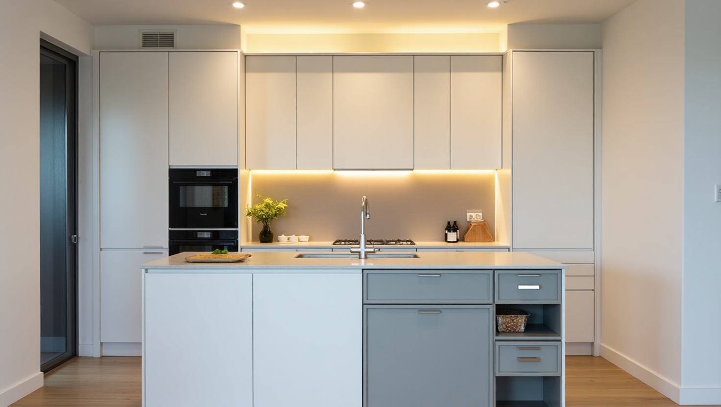 میز جزیره مدرن سفید طوسی