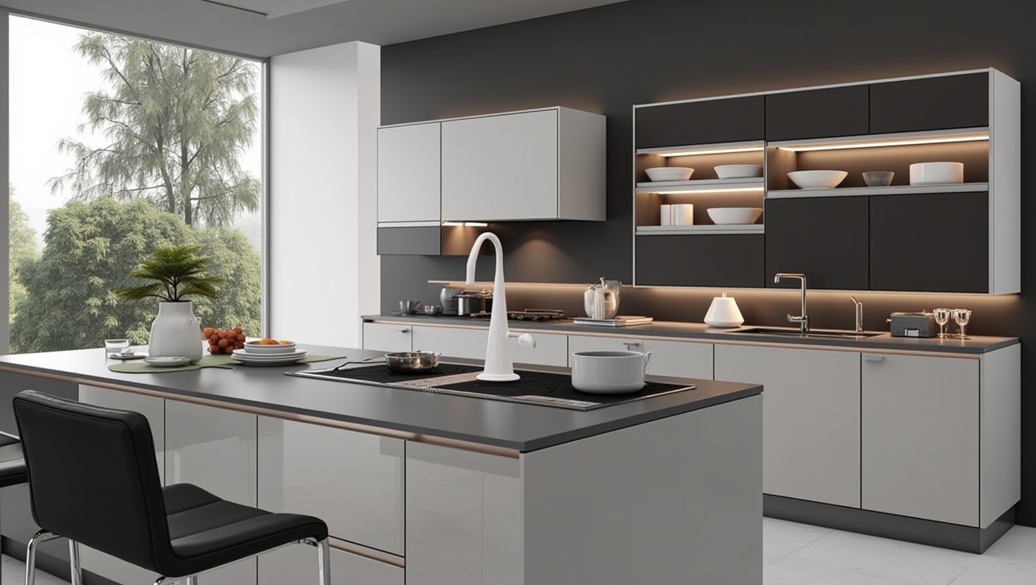 کابینت مدرن طوسی روشن جدید